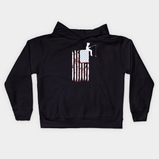 American Flag Fishing Kids Hoodie